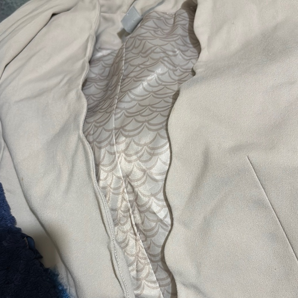 Cream Blazer with Patterned Lining